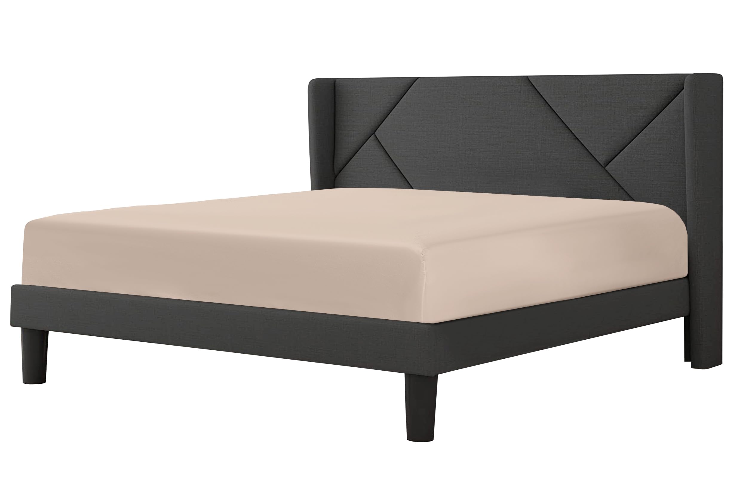 Fitted Sheet 23cm Deep Pocket 200 Thread Count Egyptian Cotton Single, Double, King, Super King Soft & Comfortable Bottom Fitted Sheet (Mocha, Single)