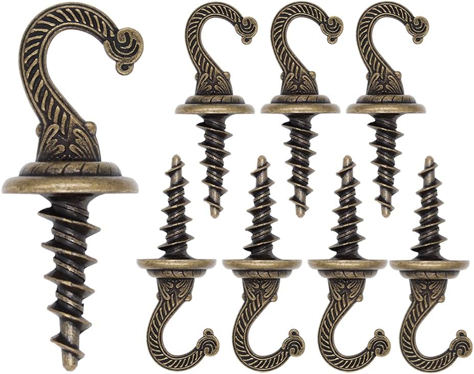 Ceiling Hooks for Hanging Plants, Threaded Shank, Black, 8 pcs