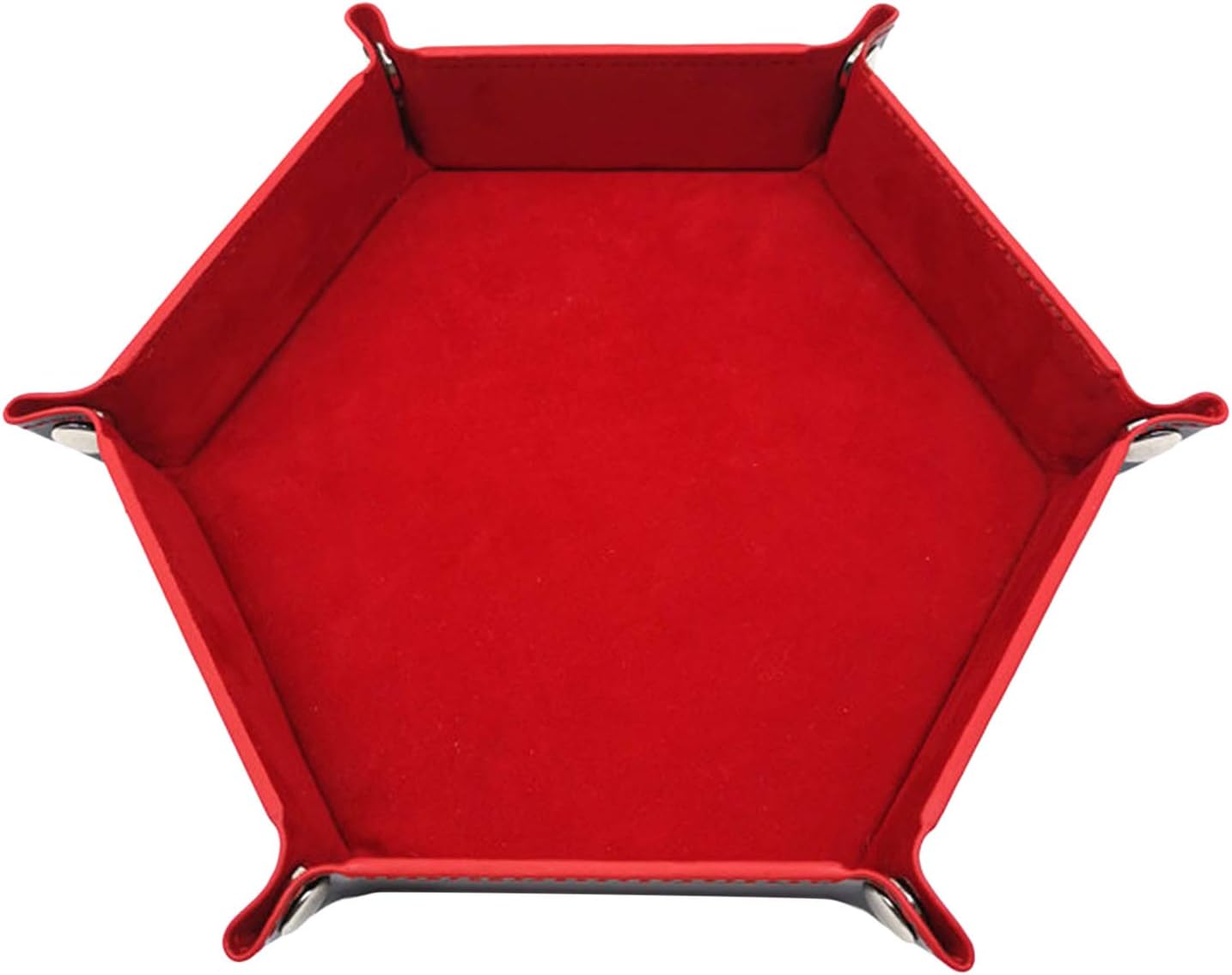 Dice Tray Set Foldable Dice Trays Hexagon Dice Rolling Tray PU Leather Dice Holder for Dice Games RPG, DND and Table Gaming - Red