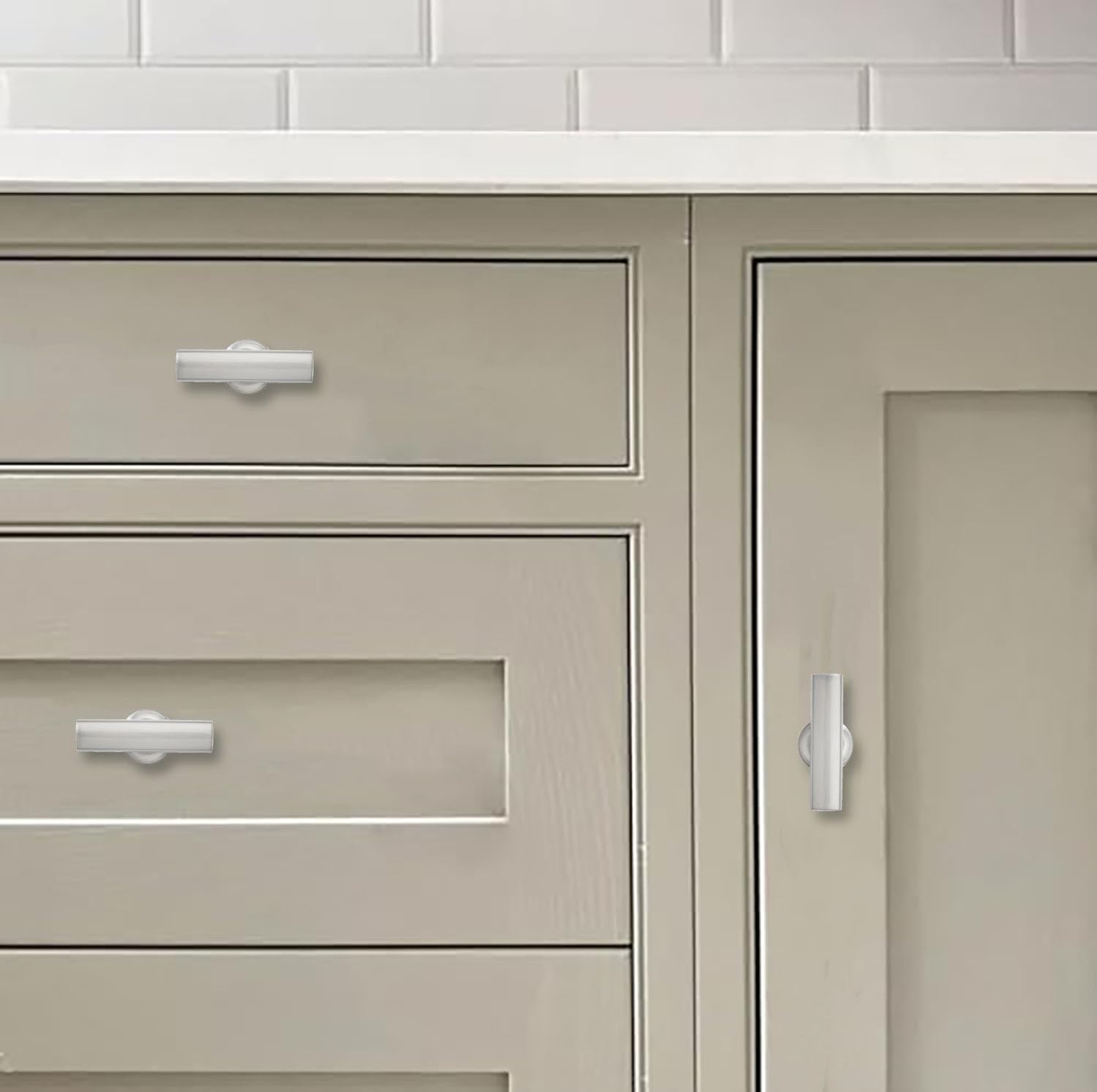 KHTUMEWARE-297 Brushed Nickel Cabinet Pulls CTC 3 in (76 mm) 10-Pack in Brushed Nickel — KHTUMEWARE