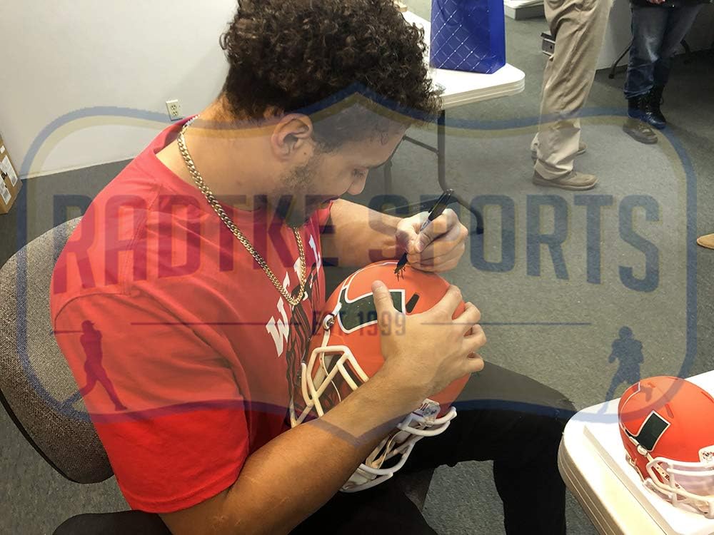 Travis Homer Autographed/Signed Miami Huricanes Speed Full Size AMP NCAA Helmet with "The U" Inscription
