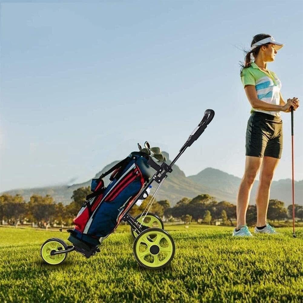 3-Wheel Golf Push Cart, Foldable with Easy Open Design, for Men Women, Aluminum Alloy Frame, Golf Bag Accessories