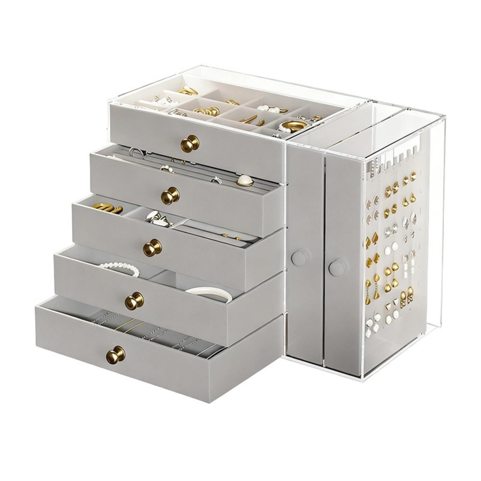 Tsophreniq Large Capacity 5 Layer Acrylic Jewelry Organiser Box Storage Container for Necklaces Earrings Bracelets Rings Large Capacity Organiser