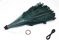 Vista 5 de 2 Pack Crawfish Trap，Crab Fish Trap,Foldable Fishing Bait Trap Cast Net Cage with 18 Feets Nylon Rope for Catching Small Bait Fish Eels Crab Lobster