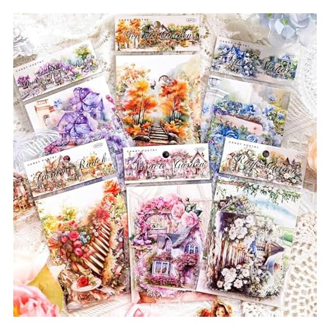 180 Adesivi PET Con Paesaggi Da Giardino Vintage – Impermeabili E Resistenti – Per Scrapbooking, Diari, Album E Decorazioni Fai Da Te