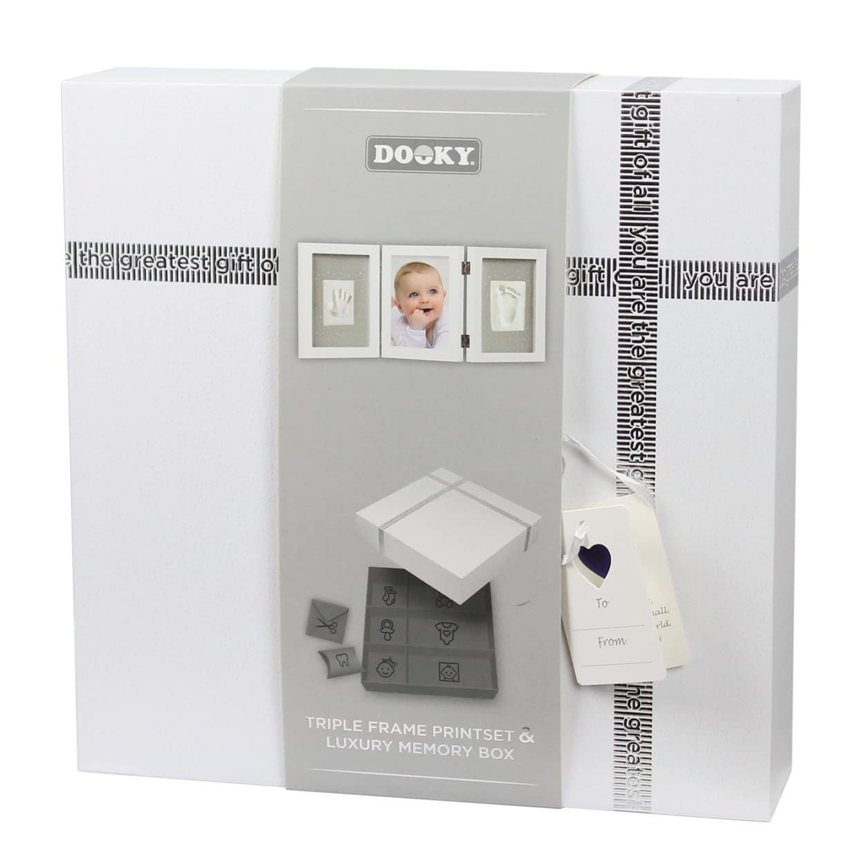 Dooky Gift Handprint - Cornice tripla bianca, 0,5 kg