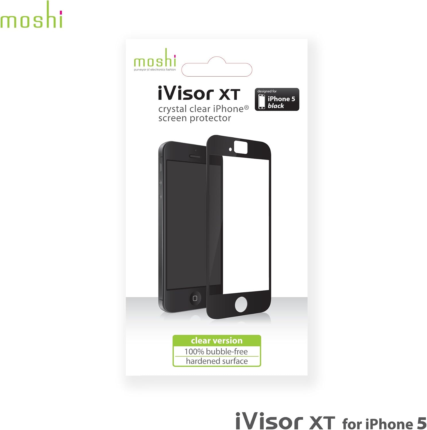 Moshi iVisor XT Screen Protector for iPhone 5/5S & iPhone 5C (Crystal Clear) Black