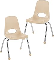 Vista 70 de FDP 13050-LG - Silla escolar apilable de 18 pulgadas, asiento apilable para estudiantes con patas de acero cromado y deslizadores giratorios