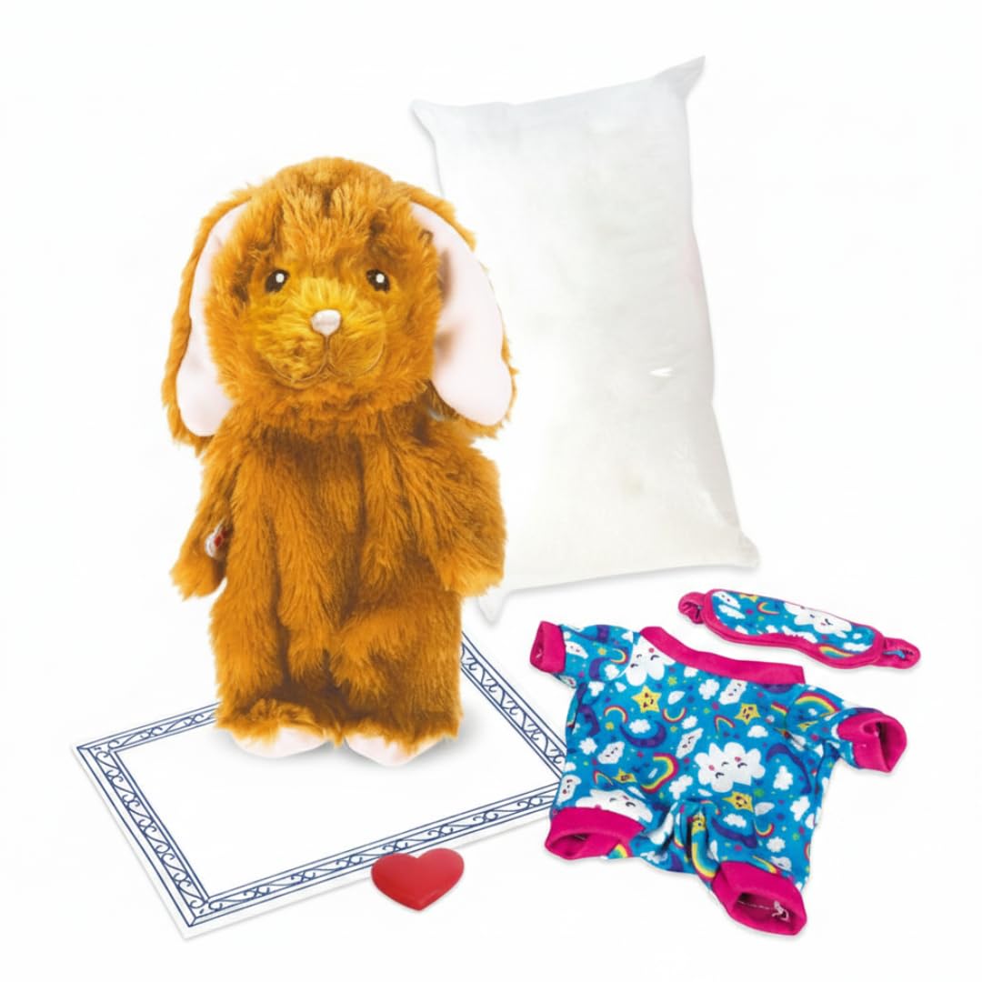 Casdon Build-A-Bear Workshop Mini Bunny Friend & Outfit Pack - 9 Inch (22.9cm) Mini Bunny - Stuff, Dress & Cuddle - Compatible with Stuffing Station - Ages 3+