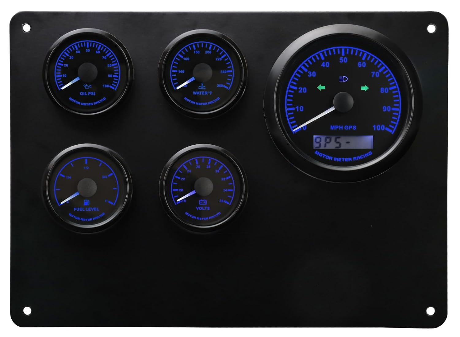 Humvee HMMWV MME 5 Gauge Set Instrument Panel 85mm 3-3/8" GPS Speedometer 24 Volt 7 Color LED