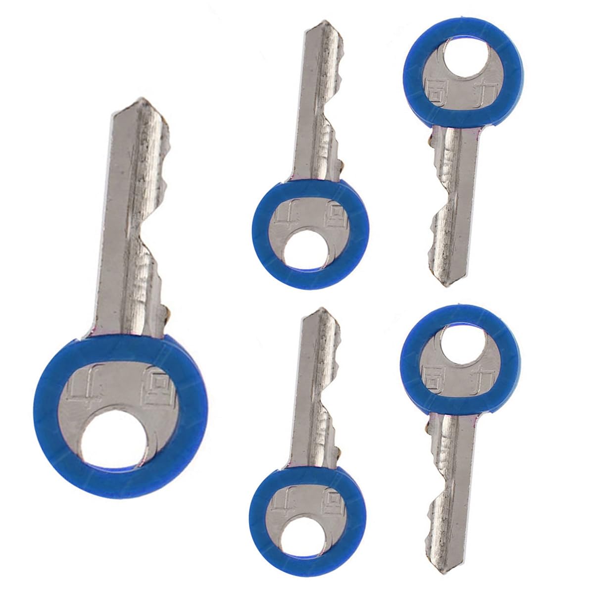 Van Der Linn Pack of 10 Round Key Cap Covers, Choose Your Own Colour Soft Rubber Plastic Key Identifier (Blue, 5)