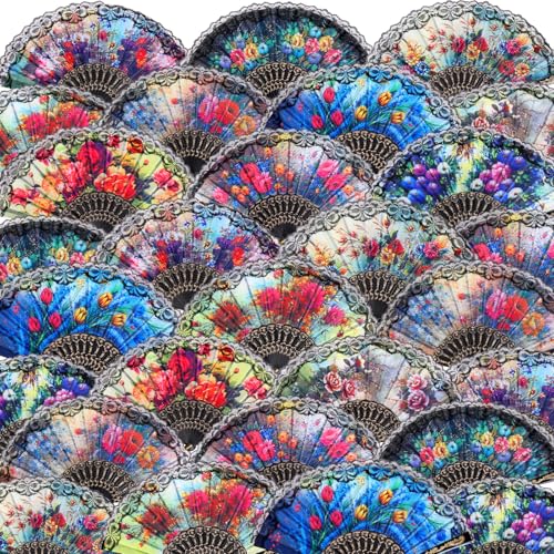 Geetery - Geetery 30 Pcs Folding Hand Fan Bulk - Vintage Spanish Fans for Line Dancing, Rave, and Cooling - Best Deal on Amazon