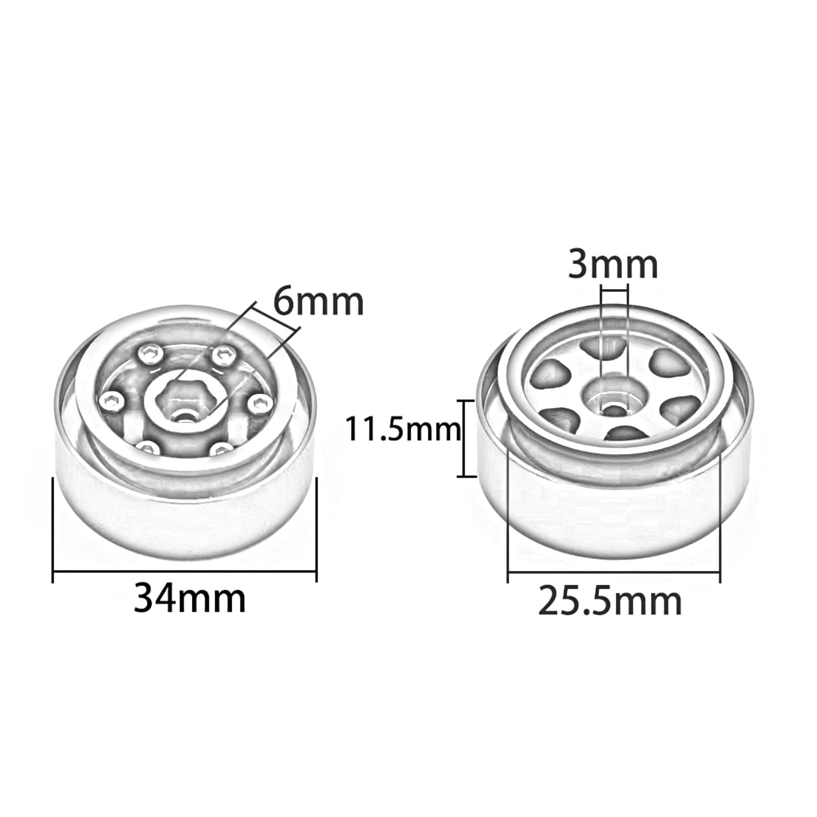 Compatibile Con Axial Per SCX24 AX24 Per TRX4M 1/18 1/24 RC Auto Da Crawling Upgrade Cerchio Beadlock 10 Pollici A Disco Profondo Mozzo In Metallo Stampato Accessori