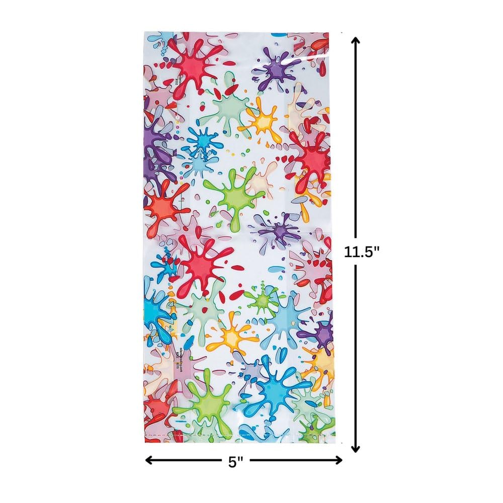 Fun Express Artist Party Cellophane Bags Great for treats and favors - Slime Party Bags and Supplies - VBS Vacation Bible School Supplies/Decor (bulk set of 12)