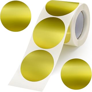 Anwyll Embossing Stickers 300Pcs 2'' Gold Foil Seals Stickers for Certificates Self Adhesive Round Envelope Seal Label Sticker Roll Blank Embosser Stamp Sticker for Book Invitation Notary Seals
