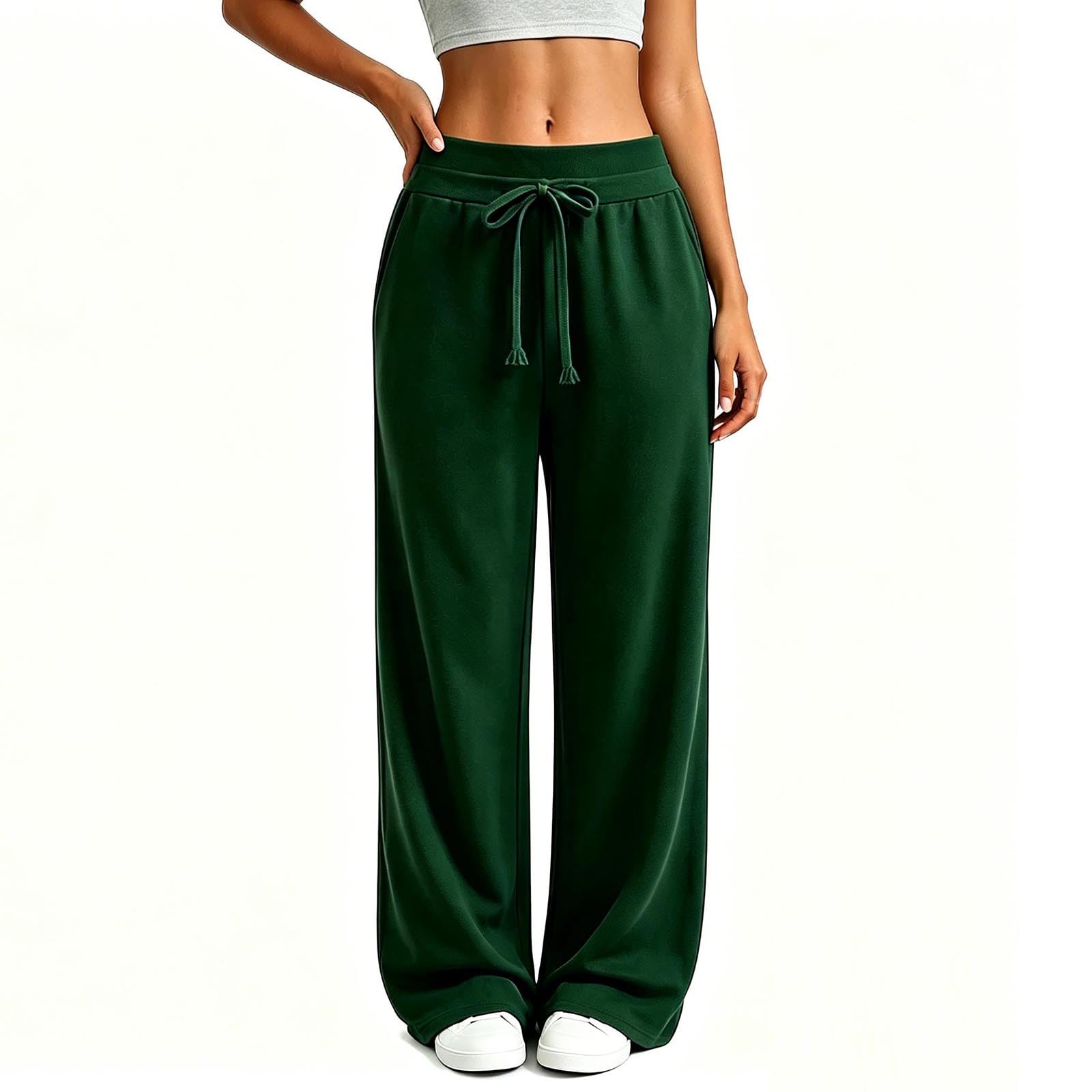 Generico Pantaloni da Jogging Donna Pantaloni Tuta a Vita Alta in Cotone Comodi Pantalone a Gamba Larga Larghi e Leggeri Pantalone Sportivi con Tasche Taglie Forti Pants Baggy per Yoga e Fitness