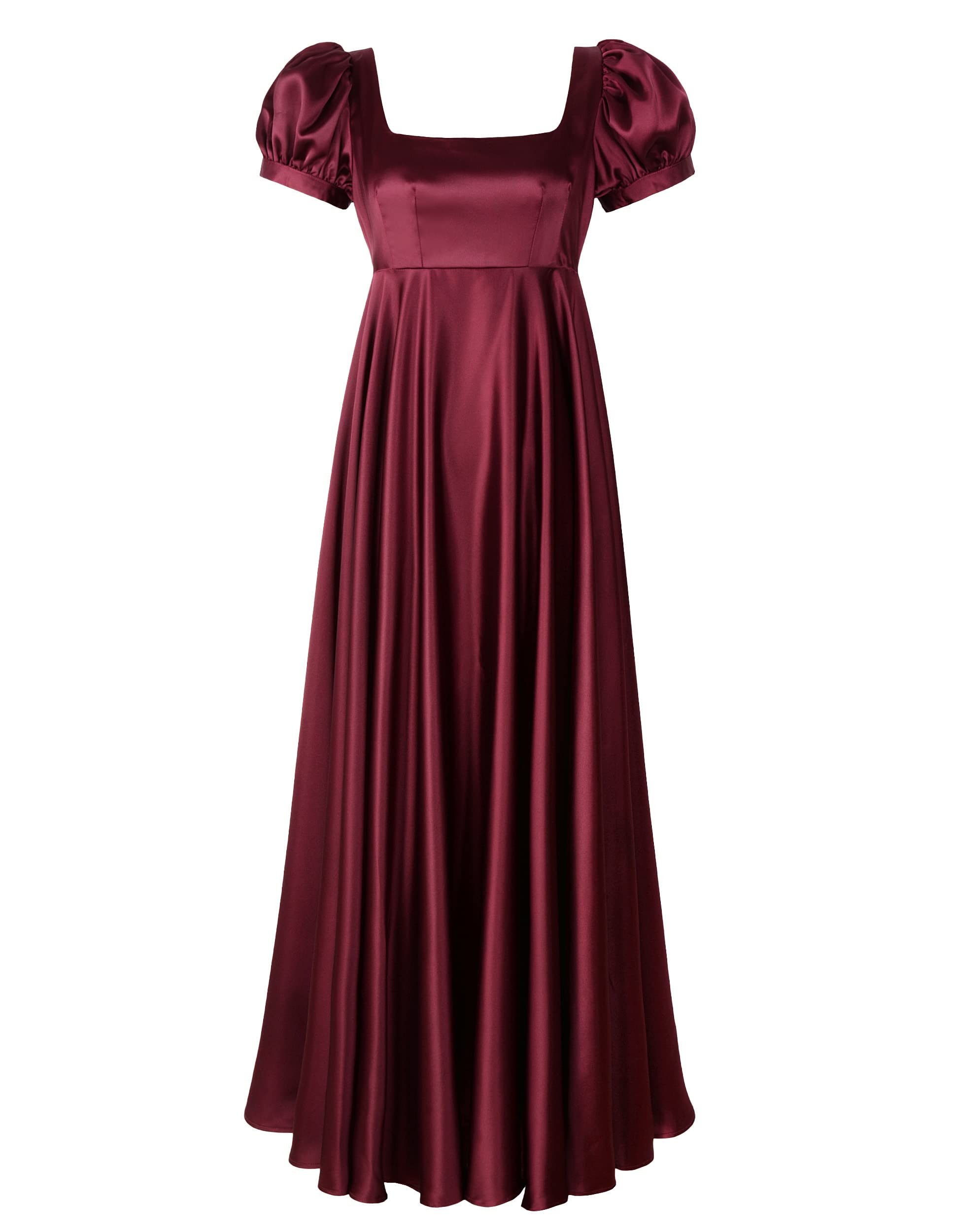 Regency Dresses for Women Bridgerton Dress Jane Austen Ball Gown Empire Waist, Burgundy, 14