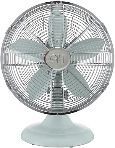 Miniatura 15 de Good Housekeeping 92611 Ventilador de mesa de oficina retro de 12 pulgadas con amplia oscilación, ajustes de 3 velocidades y asa de transporte, rojo