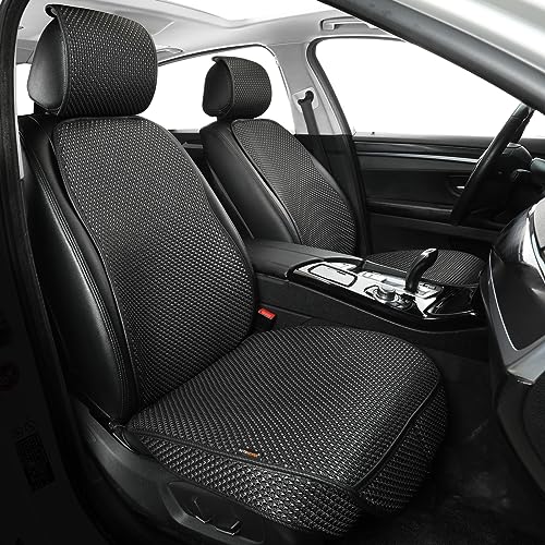 Auto Newer Car Seat Cover,Breathable Front Car Seat Cushion,Comfortable Car Seat Protector,Anti-Slip and Full Wrap Driver Car Seat Protector with Storage Pocket,Universal All Seasons(Black,2PCS)