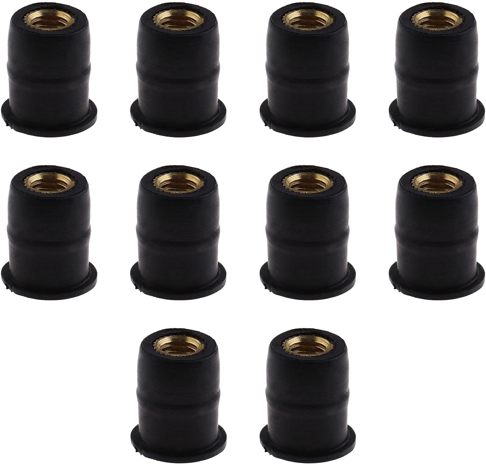 eMagTech 10x M5 Motorcycle Wind Screen Windshield Bolts Washers Wellnut Rubber Brass Compatible with Ducati Honda Kawasaki Yamaha Polaris ATV Black