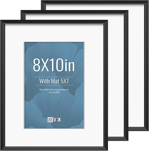 Miniatura 8 de VCK Marcos de fotos de aluminio de 5 x 7 pulgadas con cristal real, marcos de fotos de varios colores dorados, paquete de 3 unidades, muestra fotos