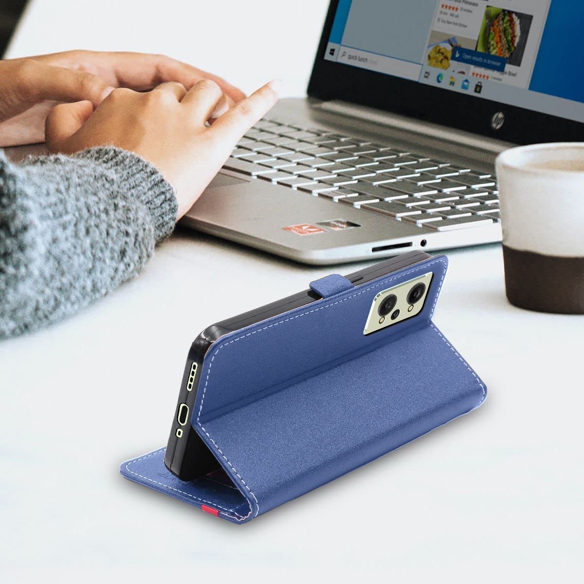 Cover Realme 9 Pro 5G Custodia Portafoglio Pelle PU Flip + Vetro Temperato, Nero 3662210897855