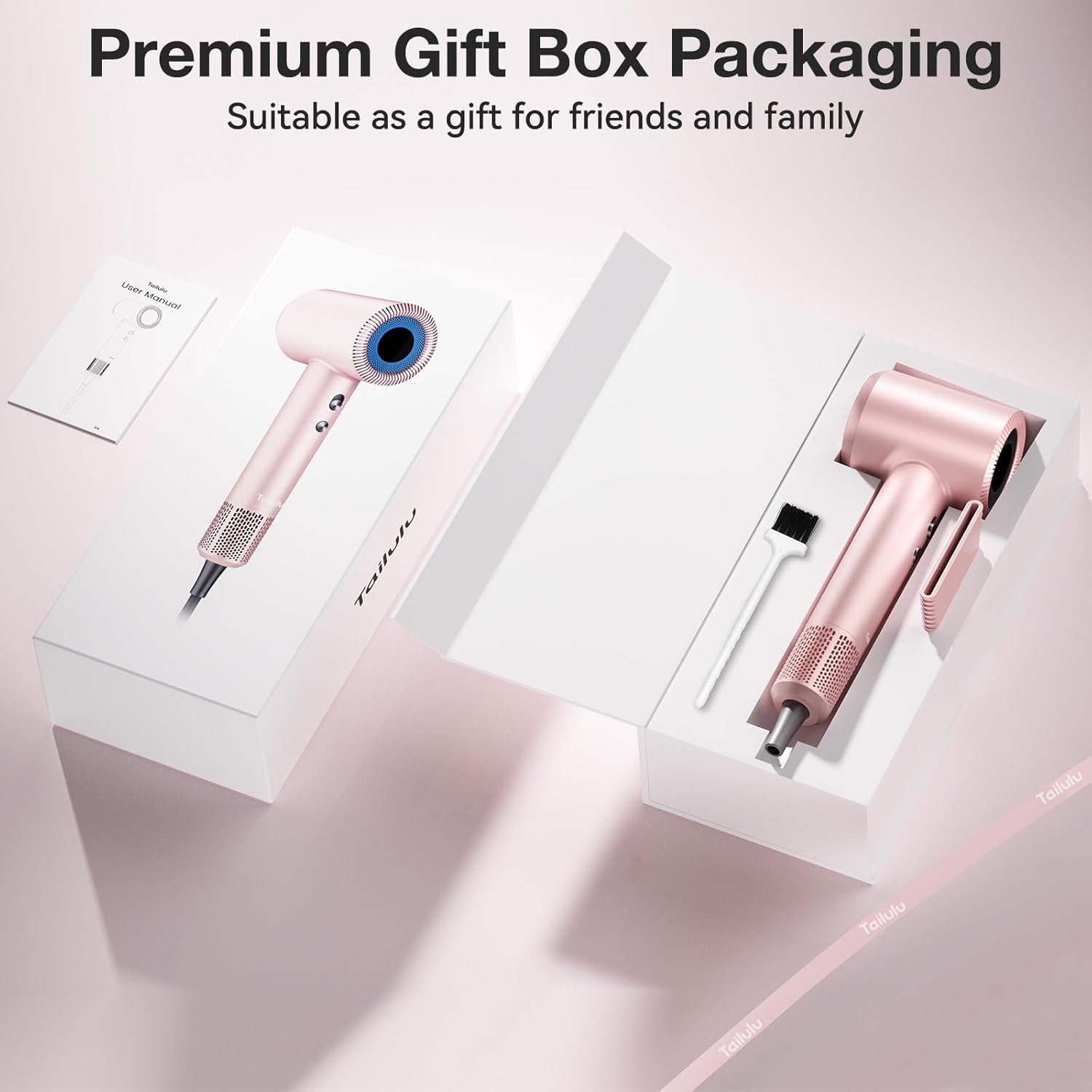 Hair Dryer, High-Speed Ionic Low Noise Blow Dryer with 160000 RPM Motor for Fast Drying, Thermo-Control Portable Hair Blow Dryer with Magnetic Nozzle for Home Travel Salon (P2306F Pink) - Image 2