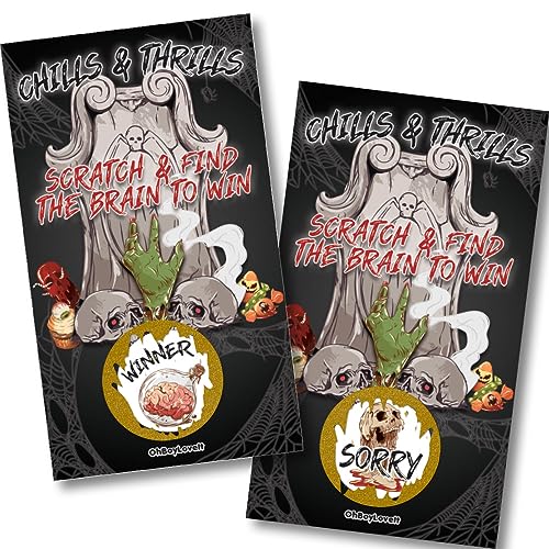 Jogo de Halloween Scratch Off - Pacote com 25 3 vitórias, 22 cartas de desculpas | Atividade de jogo