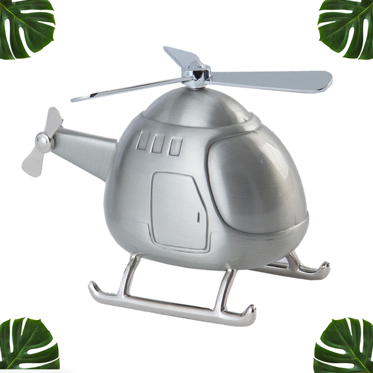 Homoyoyo Tirelire Hélicoptère Argenté en Plastique Mini Taille Boîte à Pièces pour Garçon et Filles et Décoration de Bureau Éducatif pour Économiser de L'argenté Ornement de Bureau Maison