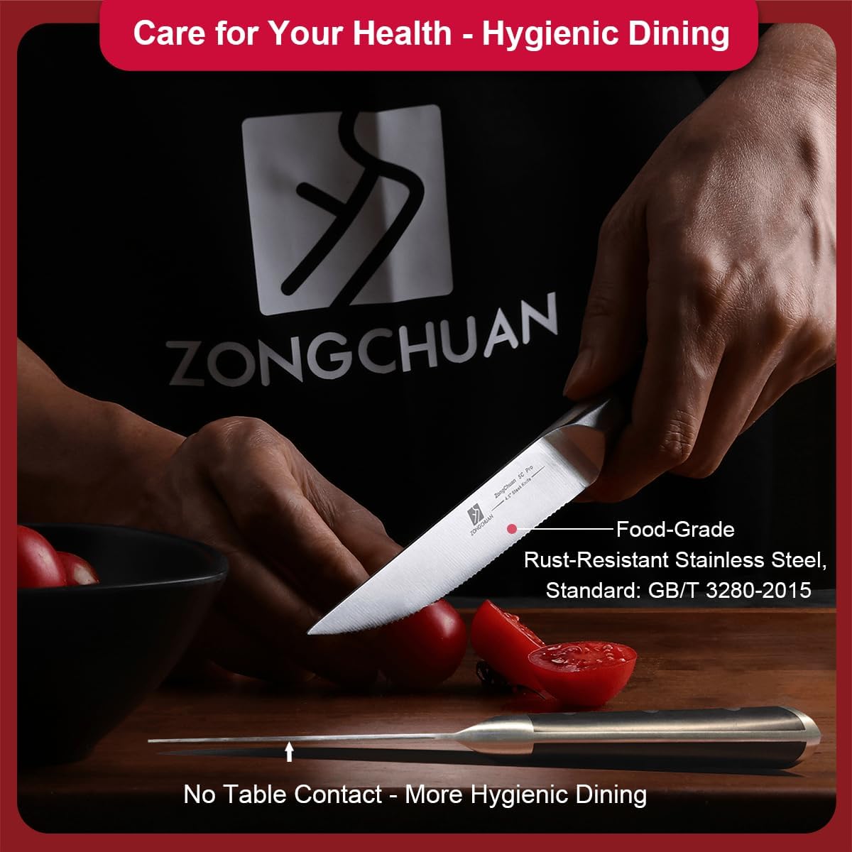 Medium Steak Knives Set of 8, 4.5 Inch High-Carbon Stainless Steel Serrated Steak Knife,Ergonomic Black Handles,Razor-Sharp, Dishwasher Safe, Rust-Resistant & Durable,Full Tang With Excellent Gift