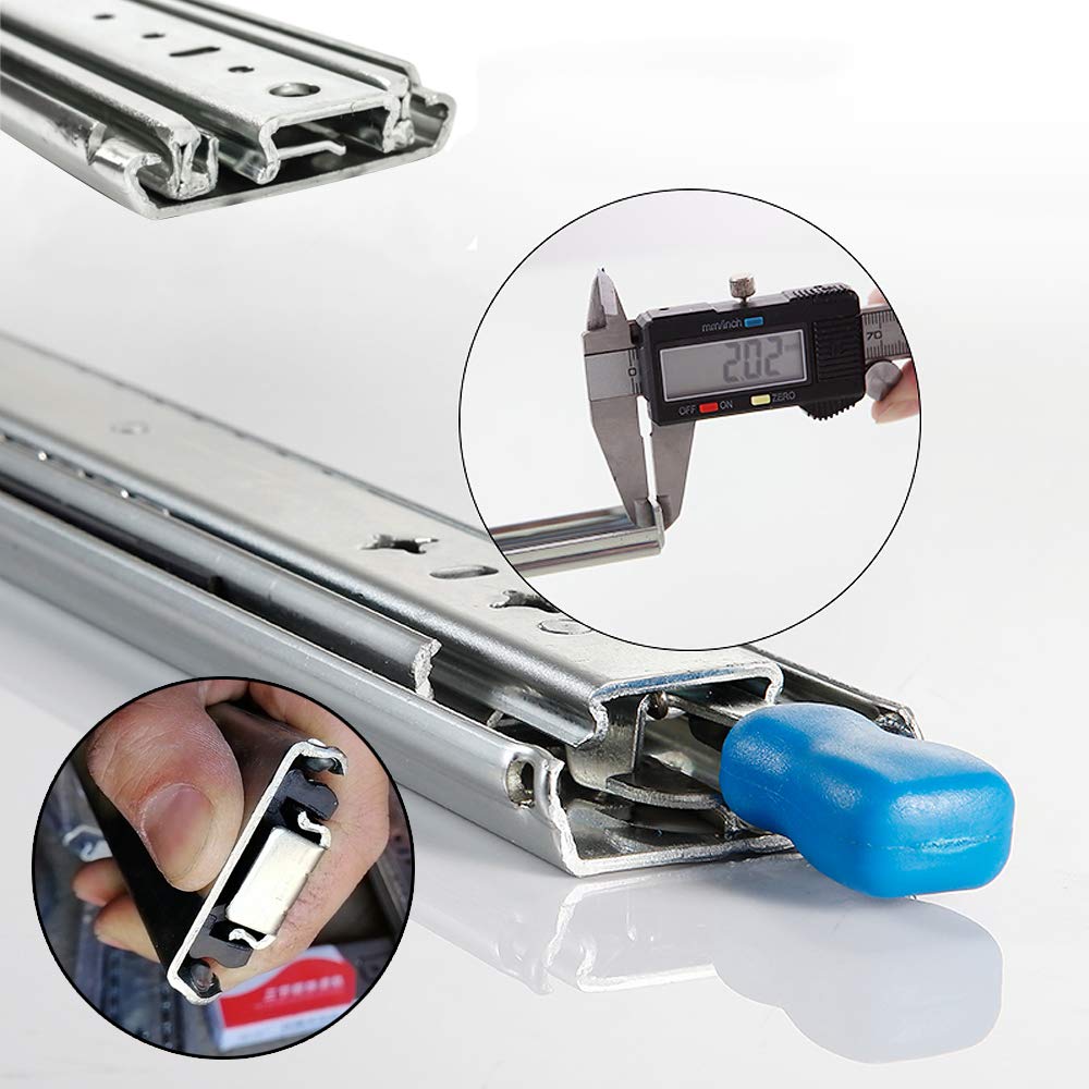 SWAYVES Guide per Cassetti, Guide per Armadietti, 1 Paio Di Guide con Cuscinetti a Sfera Guide per Cassetti ad Estrazione Totale, Guide per Carichi Pesanti con Serratura per Armda Cucina/450Mm(18Inch)