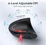 TECKNET Ergonomic Mouse, Wireless Bluetooth Vertical Mouse, 4800 DPI High Optical Tracking, 2.4GHz with USB A Receiver, 6 Adjustable DPI Levels, Silent Computer Mouse for Laptop PC Windows, Black