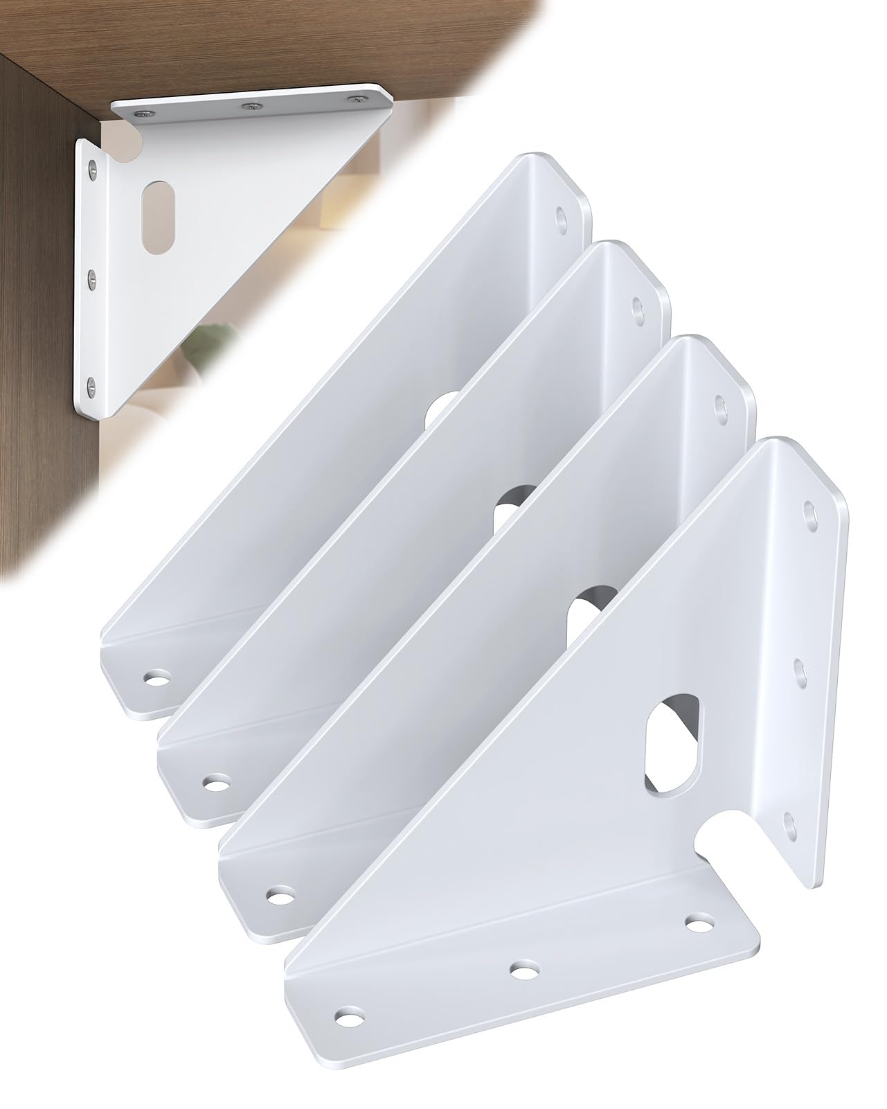 Équerres d'angle robustes en acier blanc pour rénover une armoire et meuble en bois