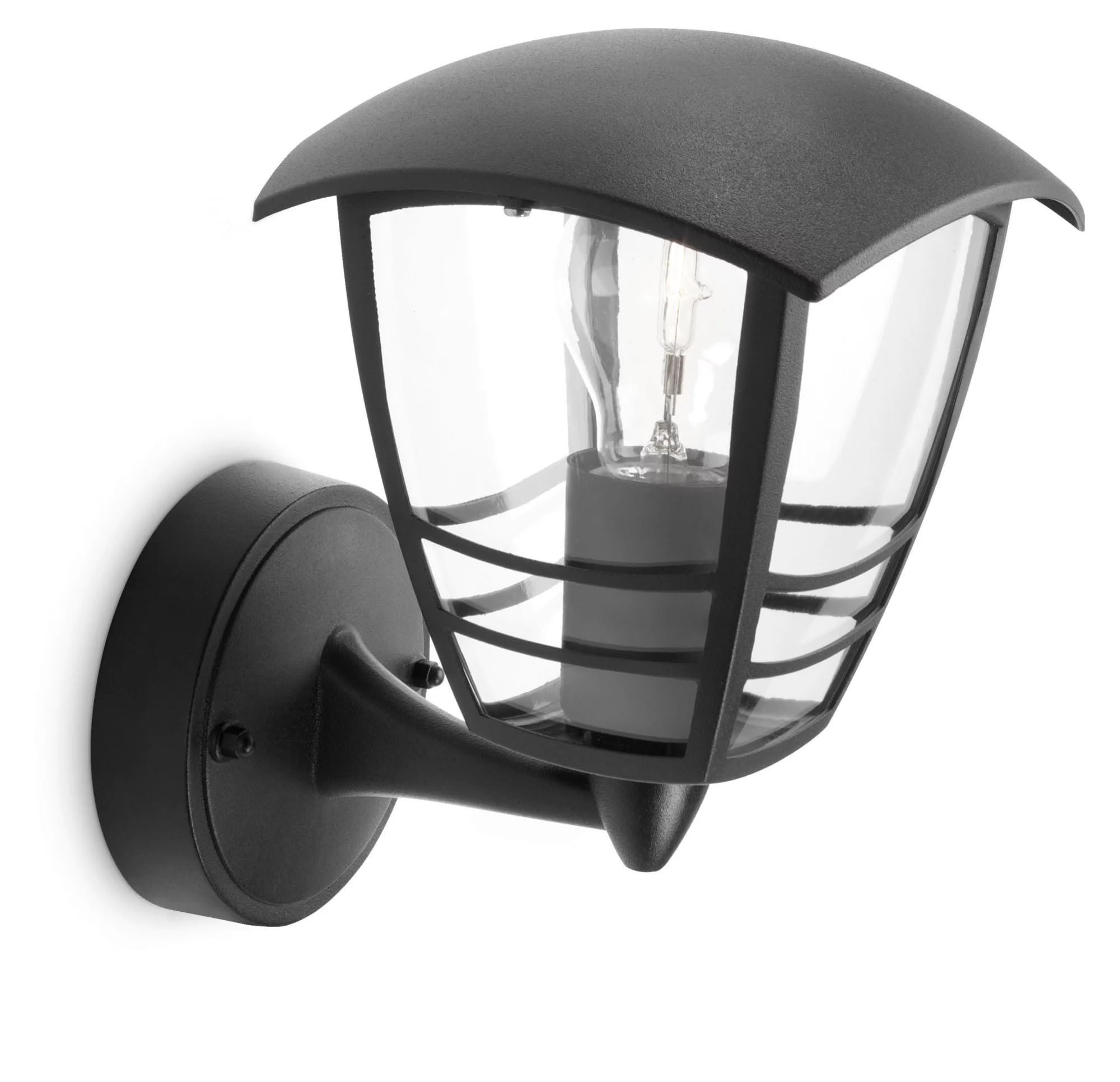 2 x Philips Creek Black Outdoor Up Lantern Wall Light E27 Max 60w