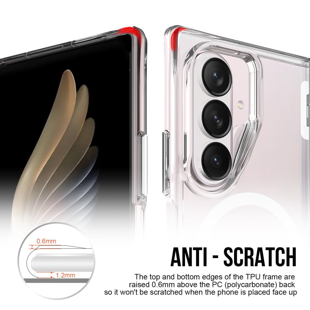 Custodia trasparente in TPU+PC con ricarica magnetica, effetto pelle, per Samsung Galaxy Z Fold 8 Ultra, antiurto, con cerniera protettiva e design sottile, trasparente, per Samsung Galaxy Z Fold 8 U