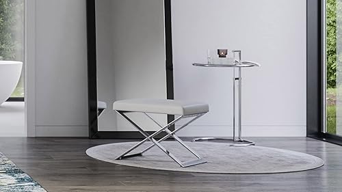 ZURI Modern Fenix otomana - Cuero sintético blanco con base de acero inoxidable pulido Blanco,Negro -,https://www.amazon.com/dp/undefined