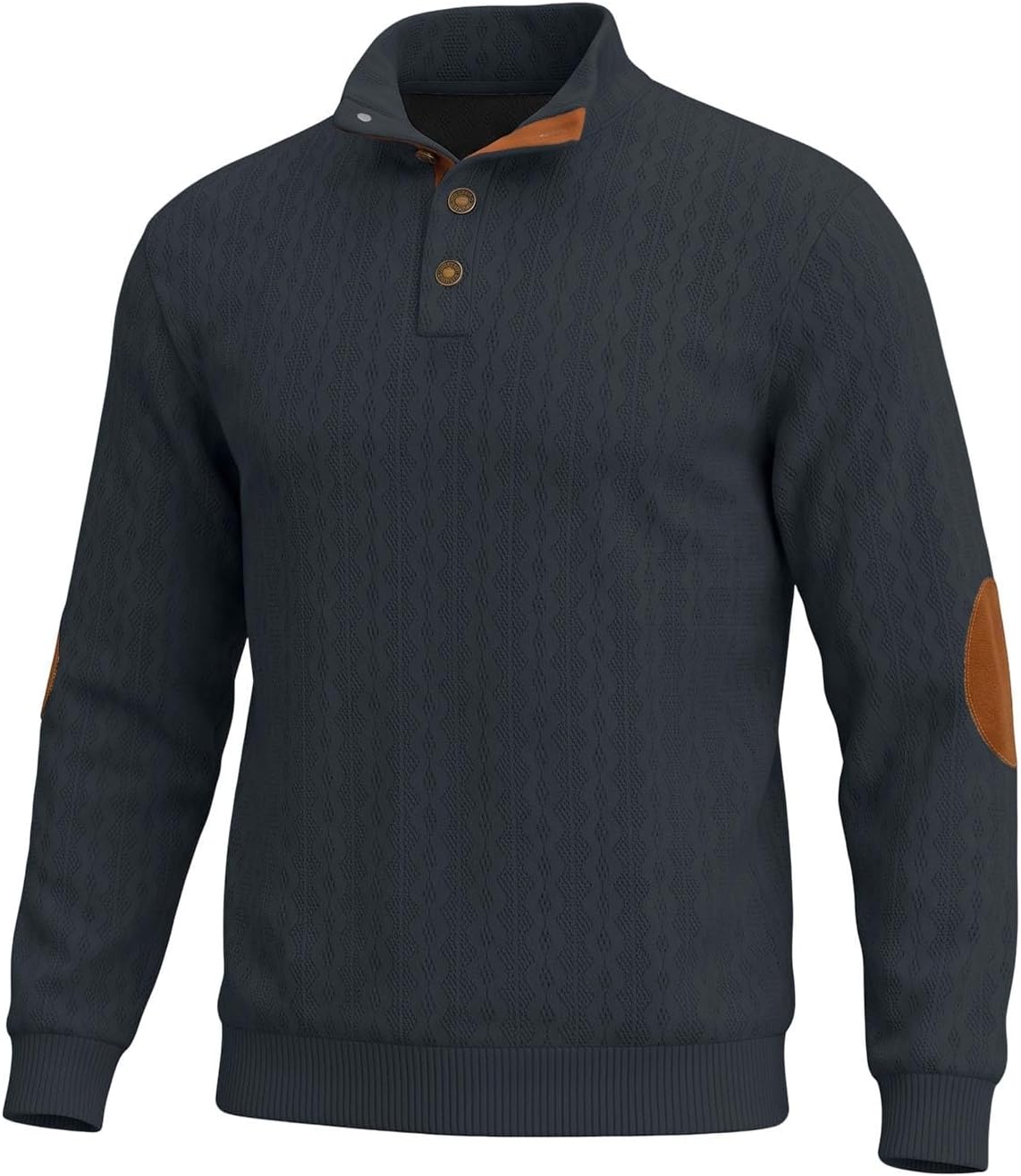 Men's Classic Knitted Pullover Top Stand Collar Button Neck Shirts