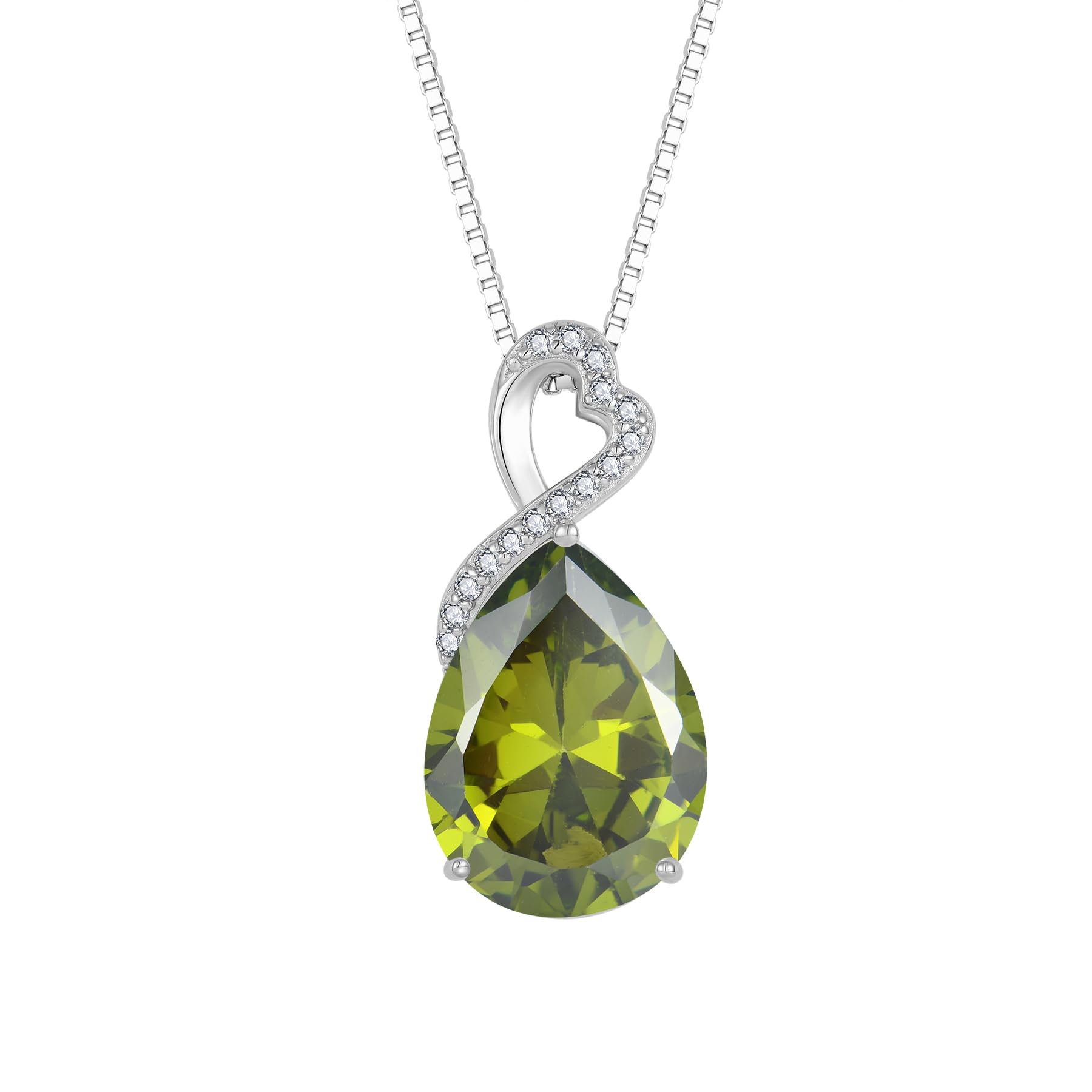 FJ Kette Damen 925 Sterling Silber Tropfen Birnenförmige Halskette Geburtsstein Anhänger Schmuck Geschenke für Frauen