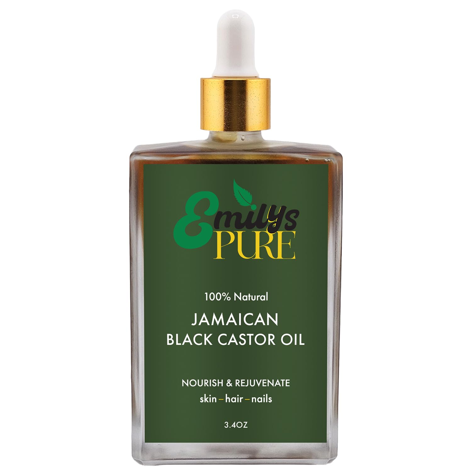 Emily's Pure Premium Jamaican Black Castor Oil 3.4oz, Hair Growth Oil, Skin Moisturizer