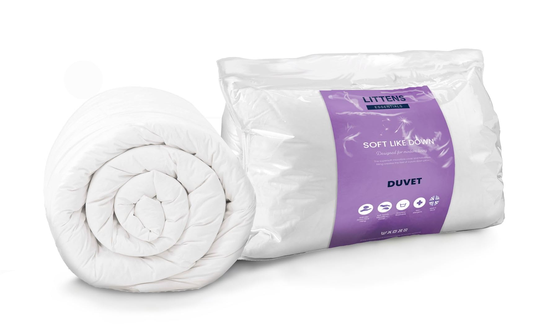 Littens Essentials 4.5 Tog Single Bed Soft Like Down Duvet Quilt, Hypo-Allergy Hollowfibre Lightweight Summer (135cm x 200cm)