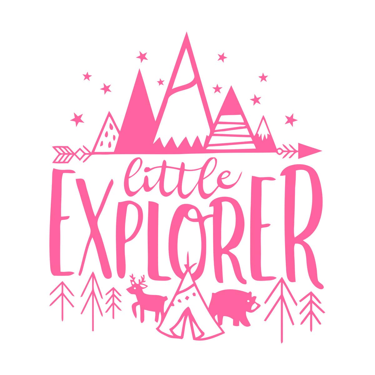 Kids Room Décor Little Explorer Design Wall Decals Bear with Tents Vinyl Wall Sticker Kids Adventure Wall Murals Decor Large - 57x65cm