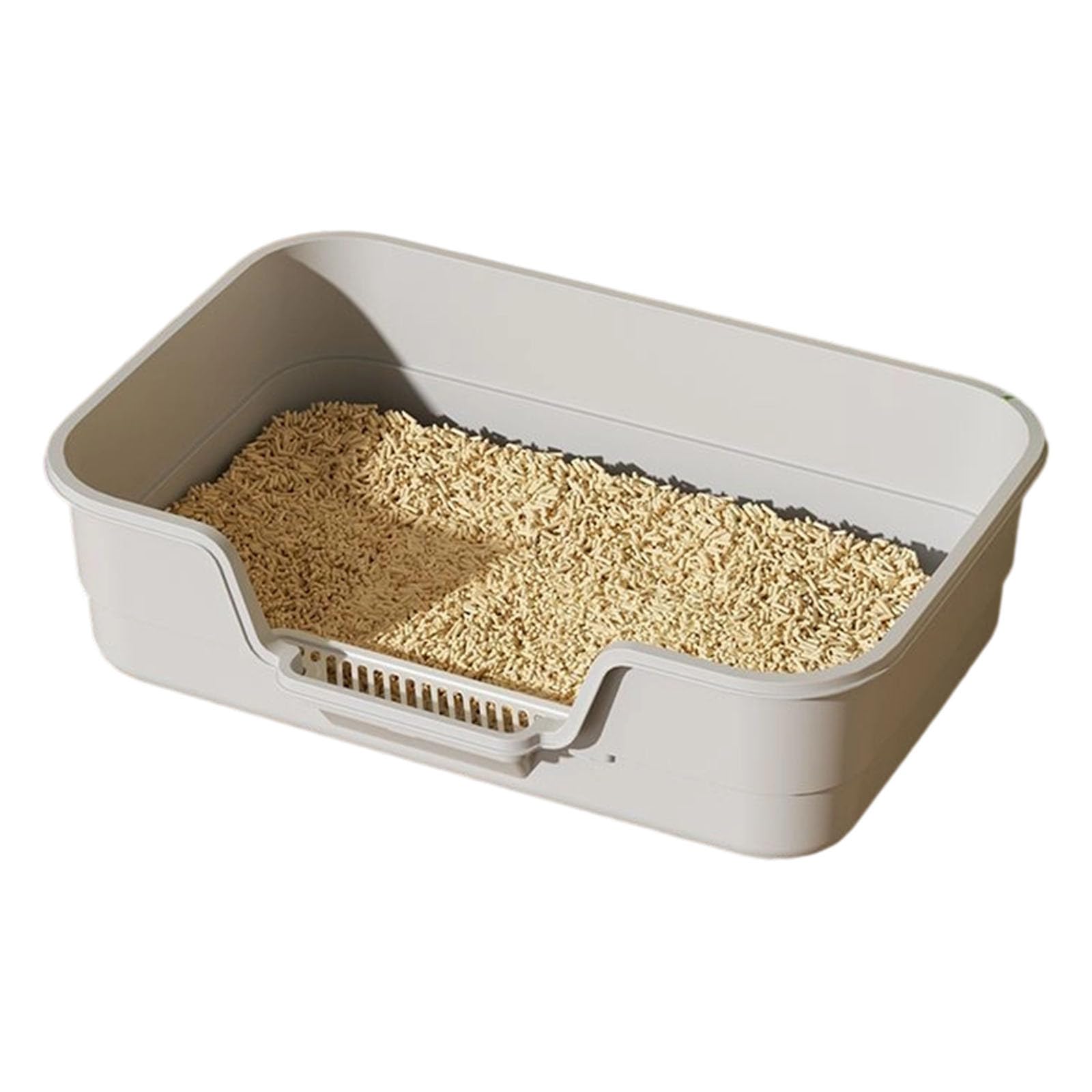Caja de arena para gatos orinal grande con lados altos y paso inferior para gatitos