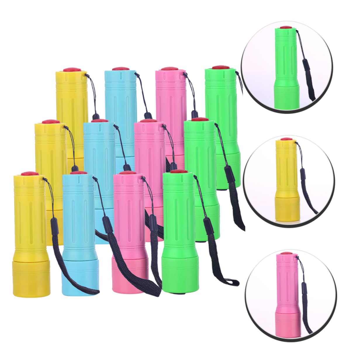 Linterna LED de Mano Mini Linterna para Camping Multicolor Compacta 12 Piezas sin Pilas Cuerda Colgante para Excursiones Uso Doméstico y Actividades al Aire Libre Color Aleatorio