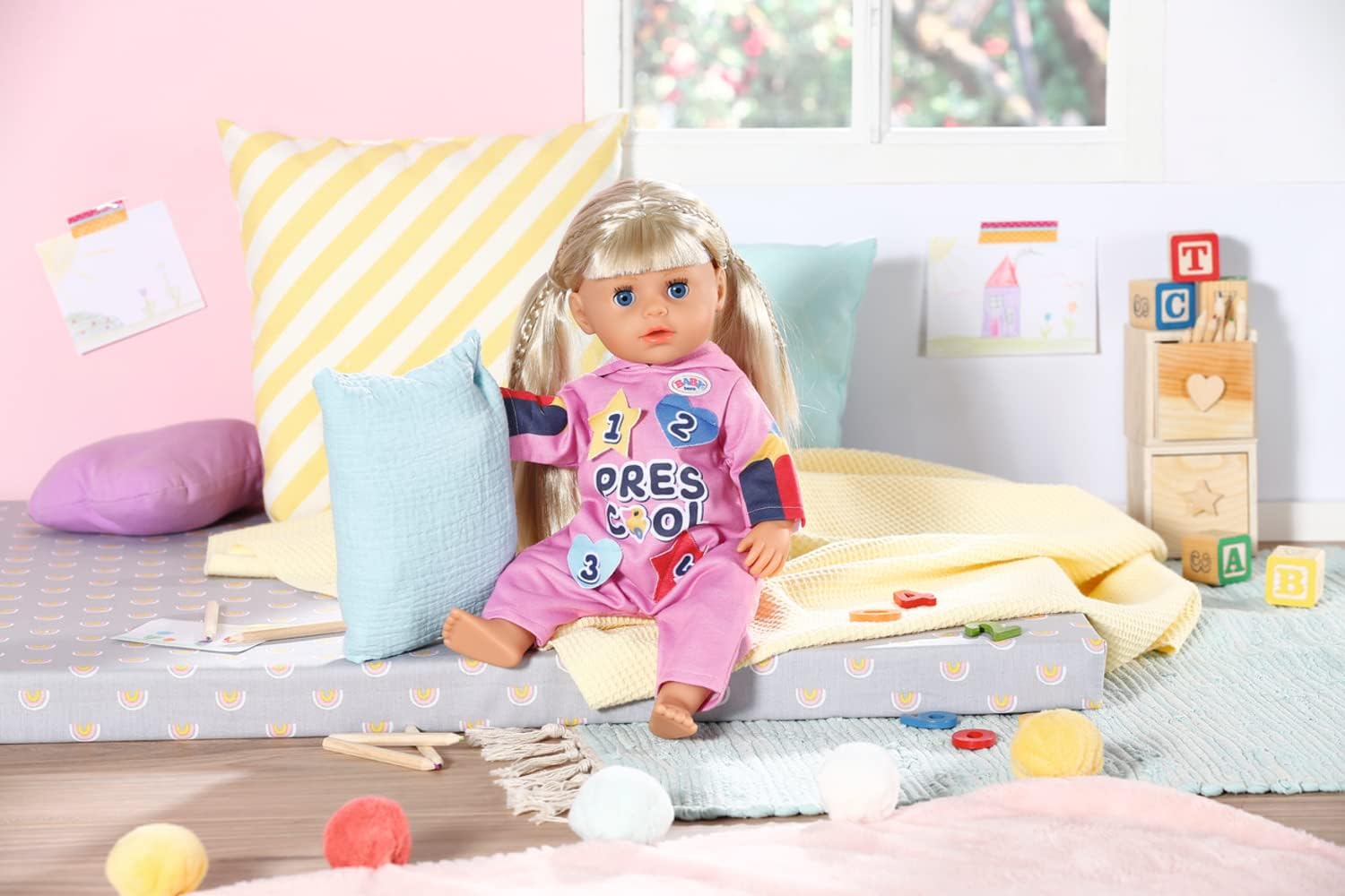 BABY born Kindergarten Romper with Badges-to Fit 36cm Dolls-Includes Cute Outfit & Clothes Hanger-Easy for Small Hands-Promotes Empathy & Social Skills-Suitable for Kids Ages 2+ -833537