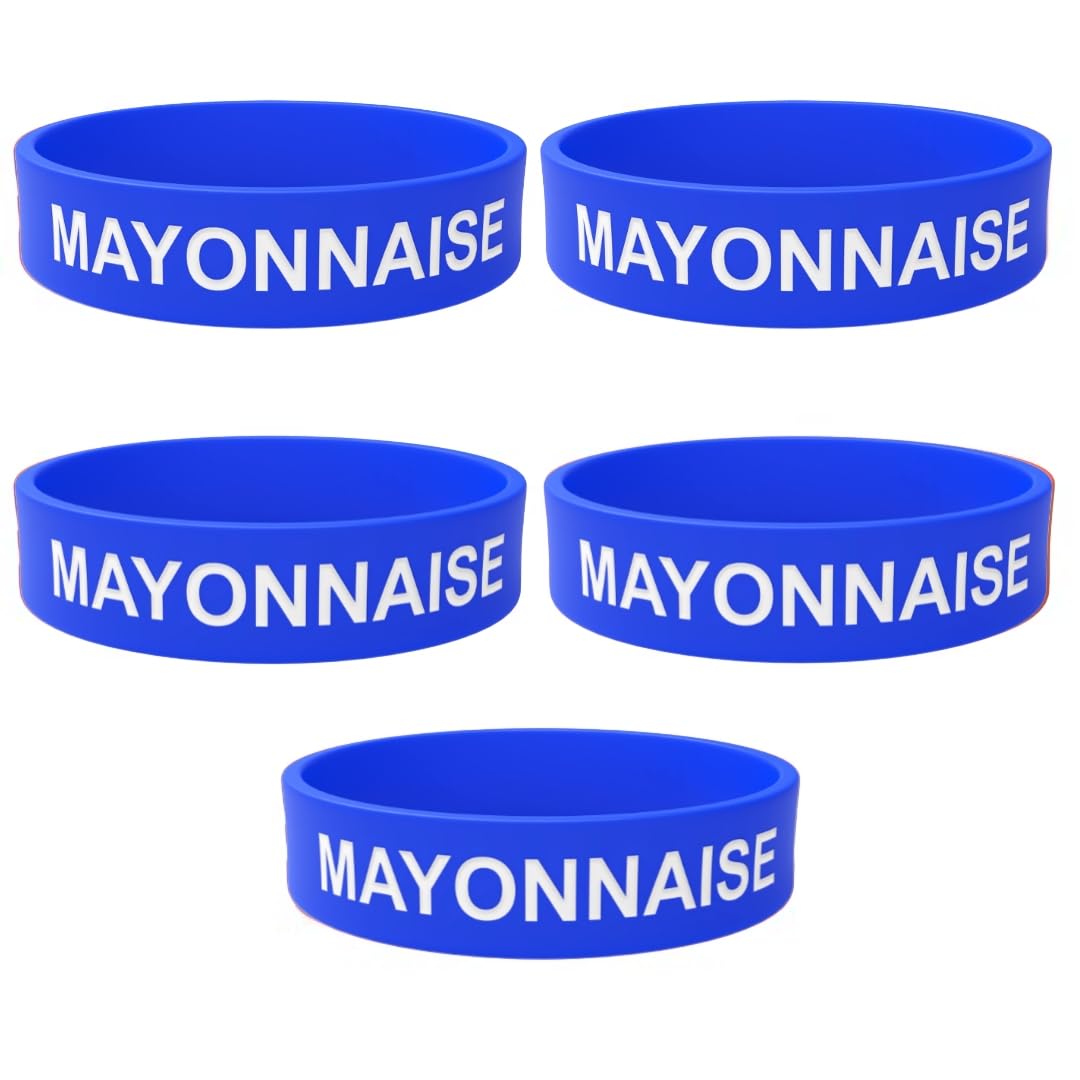 Rousse Bands Mayonnaise Label Band - Silicone Squeeze Bottle Label for 16oz, 20oz, 24oz, 32oz Mayo Squirt Bottle Containers - Printed, Colored Food