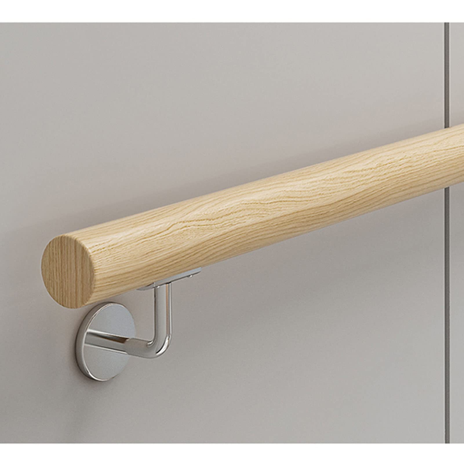Round Wood Stair Handrails Interior Wall Mounted Handrail for Steps, Barrier-Free Staircase Grab Bar, Anti-Slip Railings for Home Corridor Bars Lofts Stair(570cm)