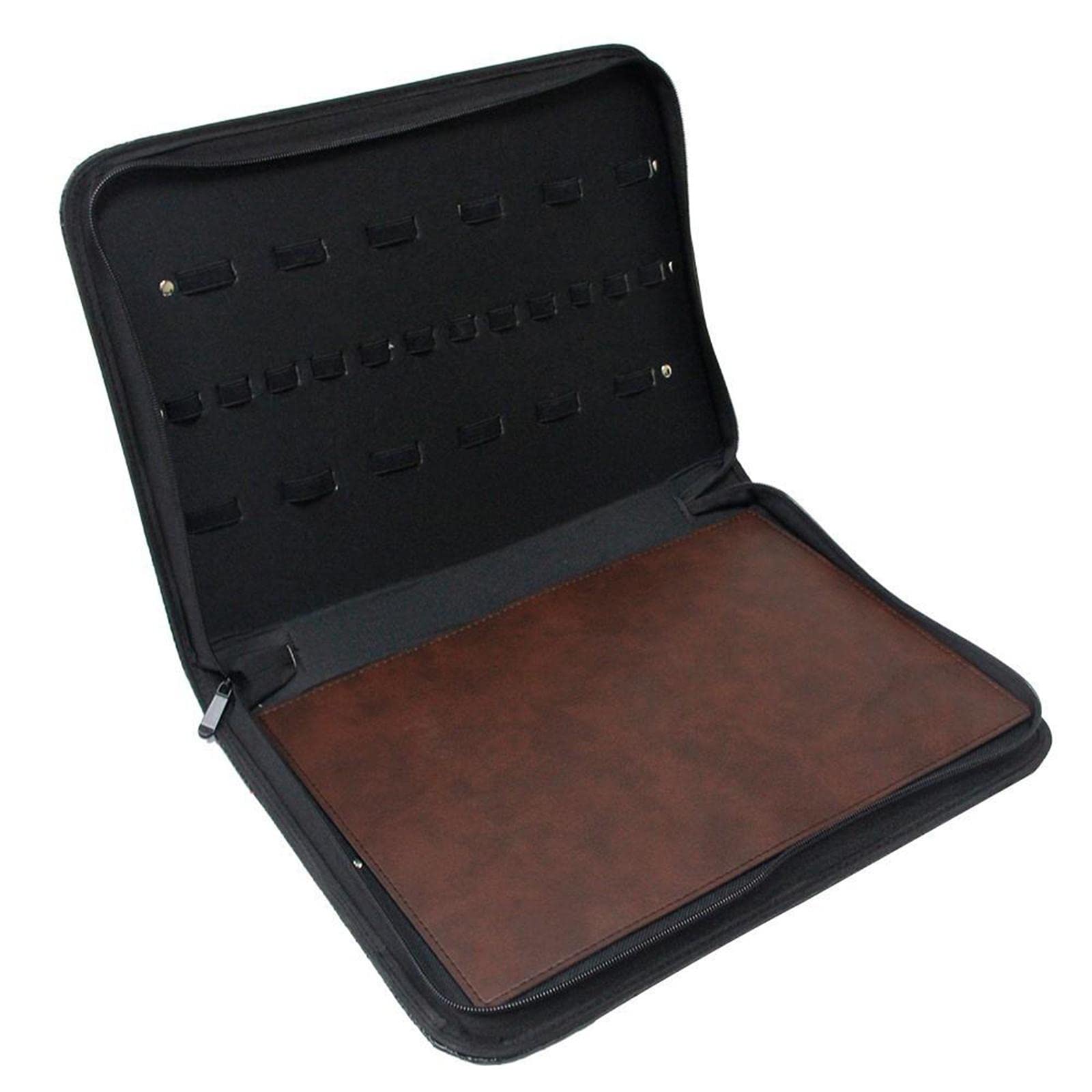 PU Leather Hair Scissor Holder Pouch Case for Hairdressers Salon 24 Pockets Tool Organizer Bag Black