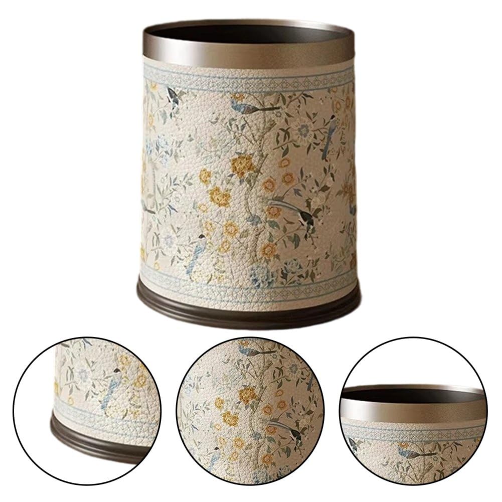 Poubelle en Cuir Vintage pour Maison, Le Salon, Le Seau Sanitaire Antique De Luxe, Chambre À Coucher