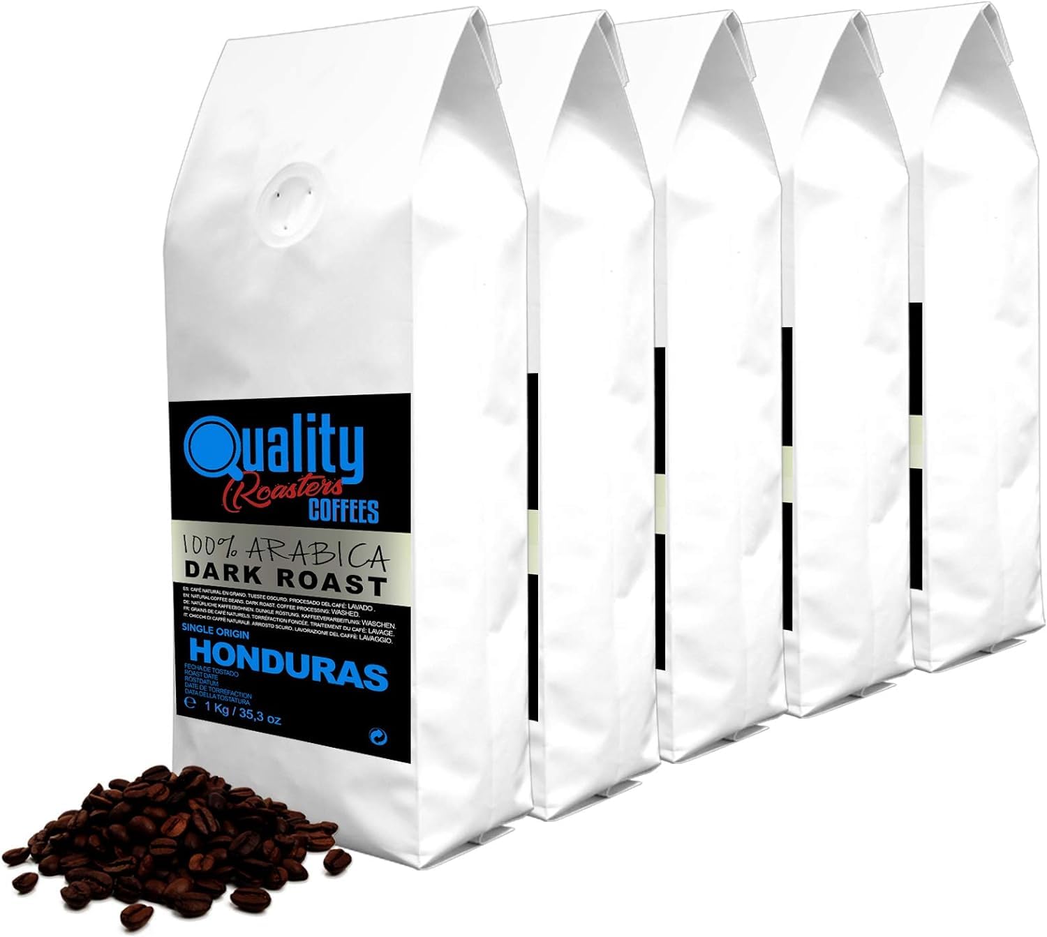 Café en grano natural. Dark Roast. 100% Arabica. Origen único Honduras. Tostado artesanal. Tueste Oscuro. (5 Kg)