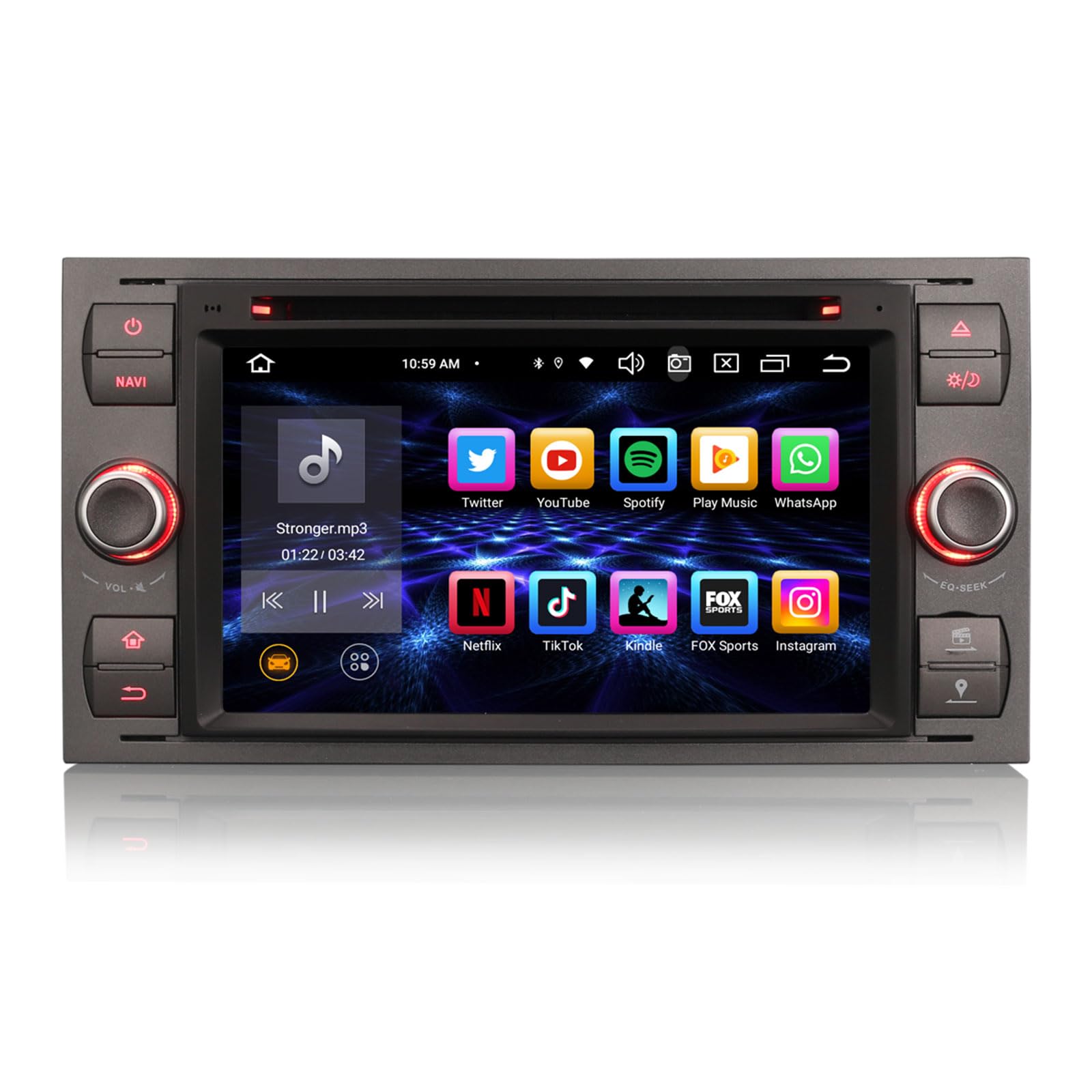 Erisin 8-Core Android 14 Bluetooth 5.0 DVD Autoradio per Ford C/S-Max Galaxy Kuga Focus Transit Mondeo 7" Schermo Tattile Supporta GPS Navigatore Wireless CarPlay Android Auto DAB+FM 4GB RAM+64GB ROM